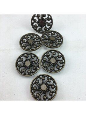 Bronze Drawer Pulls Set 6 Mounting Hardware Cabinets Furniture Swirl Design
